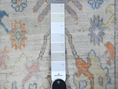 Grey 2'7" x 15'9" Oushak And Peshawar Hand knotted Wool Rug - Sku: O089631