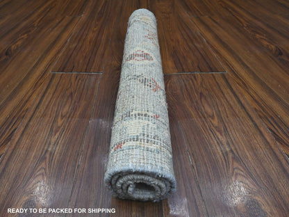 Grey 2'1" x 3'1" Oushak And Peshawar Hand knotted Wool Rug - Sku: O089633