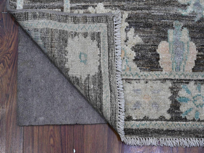 Grey 3'0" x 15'7" Oushak And Peshawar Hand knotted Wool Rug - Sku: O089636