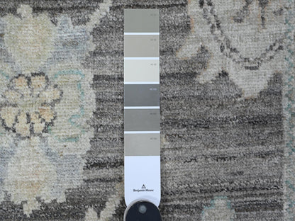 Grey 3'0" x 15'7" Oushak And Peshawar Hand knotted Wool Rug - Sku: O089636