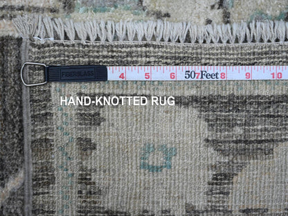Grey 3'0" x 15'7" Oushak And Peshawar Hand knotted Wool Rug - Sku: O089636