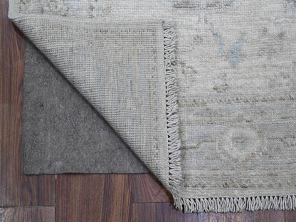 Ivory 2'9" x 19'0" Oushak And Peshawar Hand knotted Wool Rug - Sku: O089637