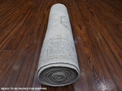 Ivory 2'9" x 19'0" Oushak And Peshawar Hand knotted Wool Rug - Sku: O089637