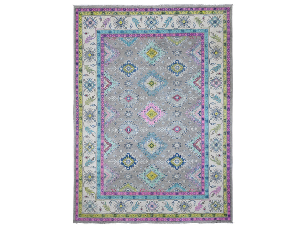 Kazak Tribal hand-knotted wool rug in Gray, 8'2" x 11'5", SKU O089641