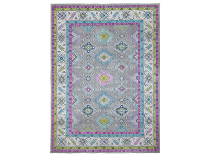 Grey 8'2" x 11'5" Tribal Hand knotted Wool Rug - Sku: O089641