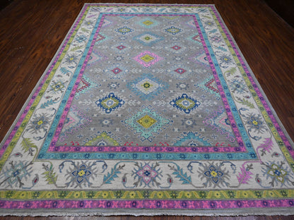 Grey 8'2" x 11'5" Tribal Hand knotted Wool Rug - Sku: O089641