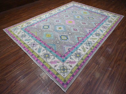 Grey 8'2" x 11'5" Tribal Hand knotted Wool Rug - Sku: O089641