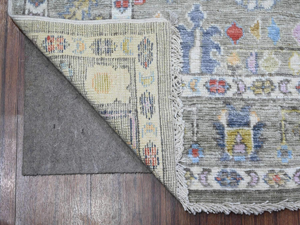 Oushak hand-knotted wool runner in Green, 4'5" x 10'0", SKU O089647