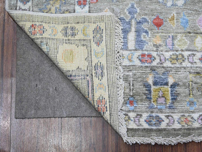 Oushak hand-knotted wool runner in Green, 4'5" x 10'0", SKU O089647