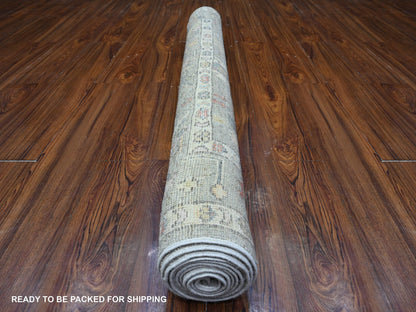 Oushak hand-knotted wool runner in Green, 4'5" x 10'0", SKU O089647