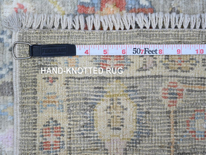 Oushak hand-knotted wool runner in Green, 4'5" x 10'0", SKU O089647