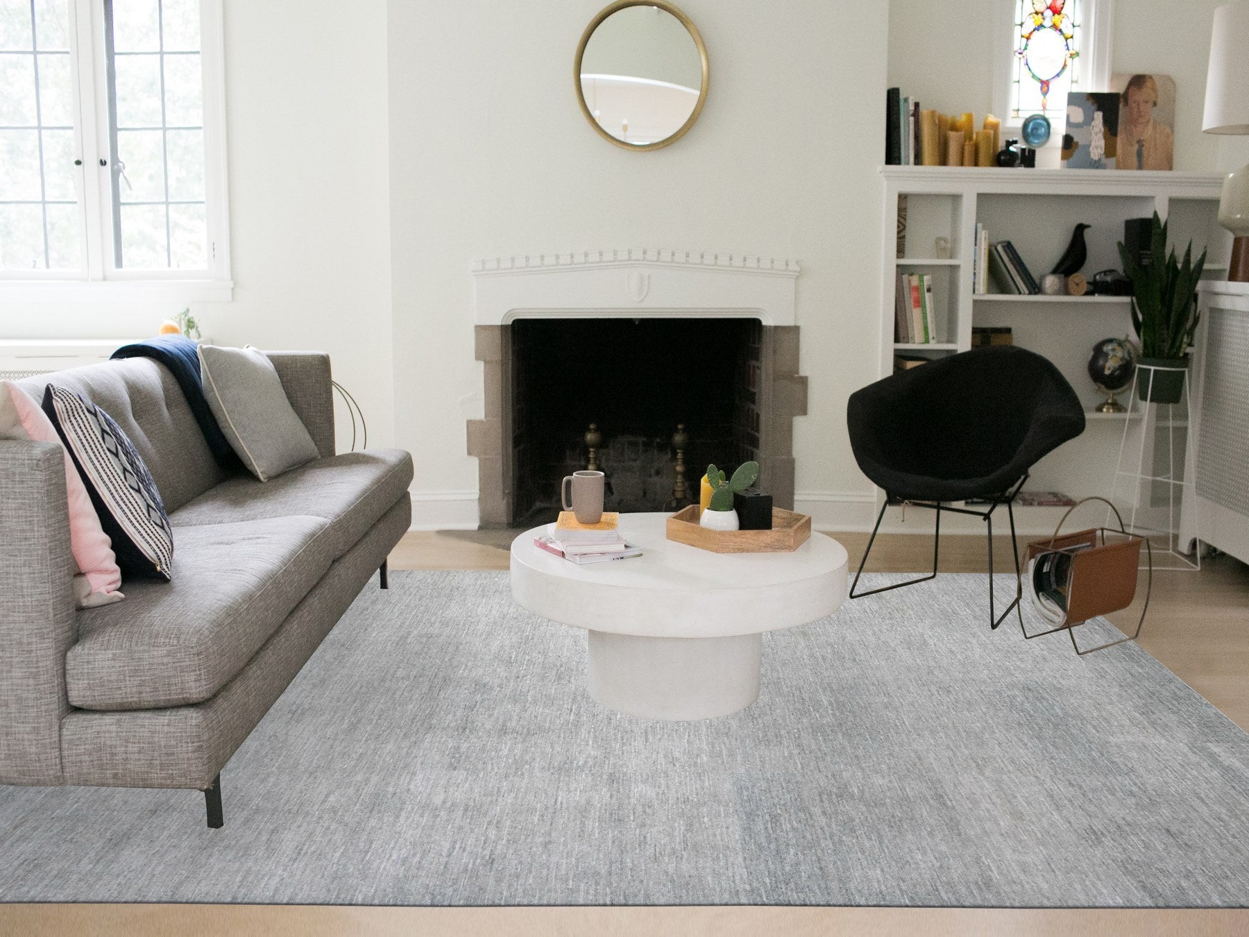 Peshawar Modern / Contemporary hand-knotted wool rug in Gray, 8'8" x 11'9", SKU O089655