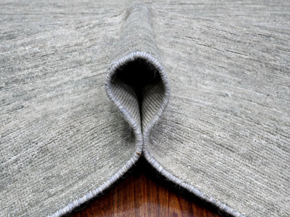 Grey 8'8" x 11'9" Modern / Contemporary Hand knotted Wool Rug - Sku: O089655