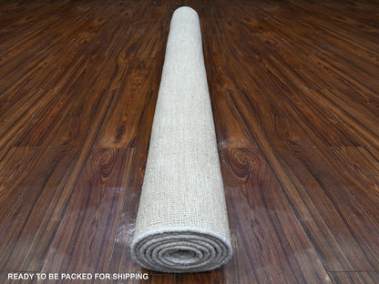 Ivory 6'0" x 8'11" Modern and Contemporary Hand knotted Wool Rug - Sku: O089656