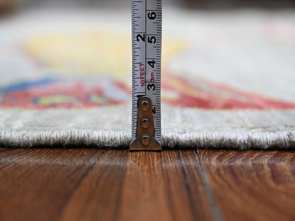 Grey 4'1" x 12'0" Modern / Contemporary Hand knotted Wool Rug - Sku: O089660
