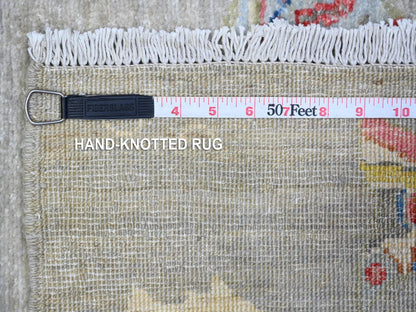 Grey 4'1" x 12'0" Modern / Contemporary Hand knotted Wool Rug - Sku: O089660