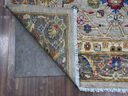 Grey 3'11" x 11'9" Traditional Hand knotted Wool Rug - Sku: O089670