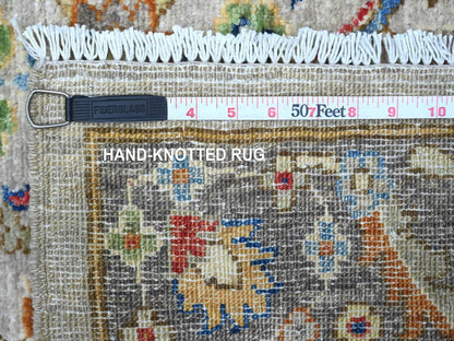Grey 3'11" x 11'9" Traditional Hand knotted Wool Rug - Sku: O089670