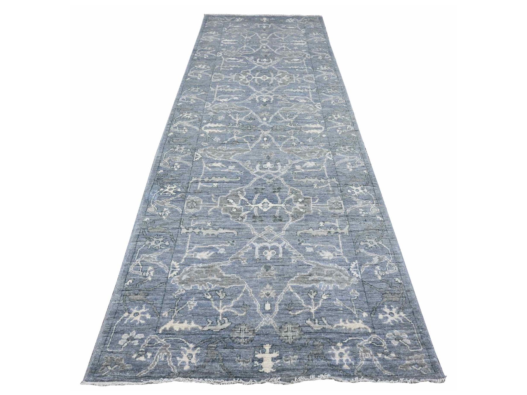 Grey 4'1" x 11'10" Oushak And Peshawar Hand knotted Wool Rug - Sku: O089673