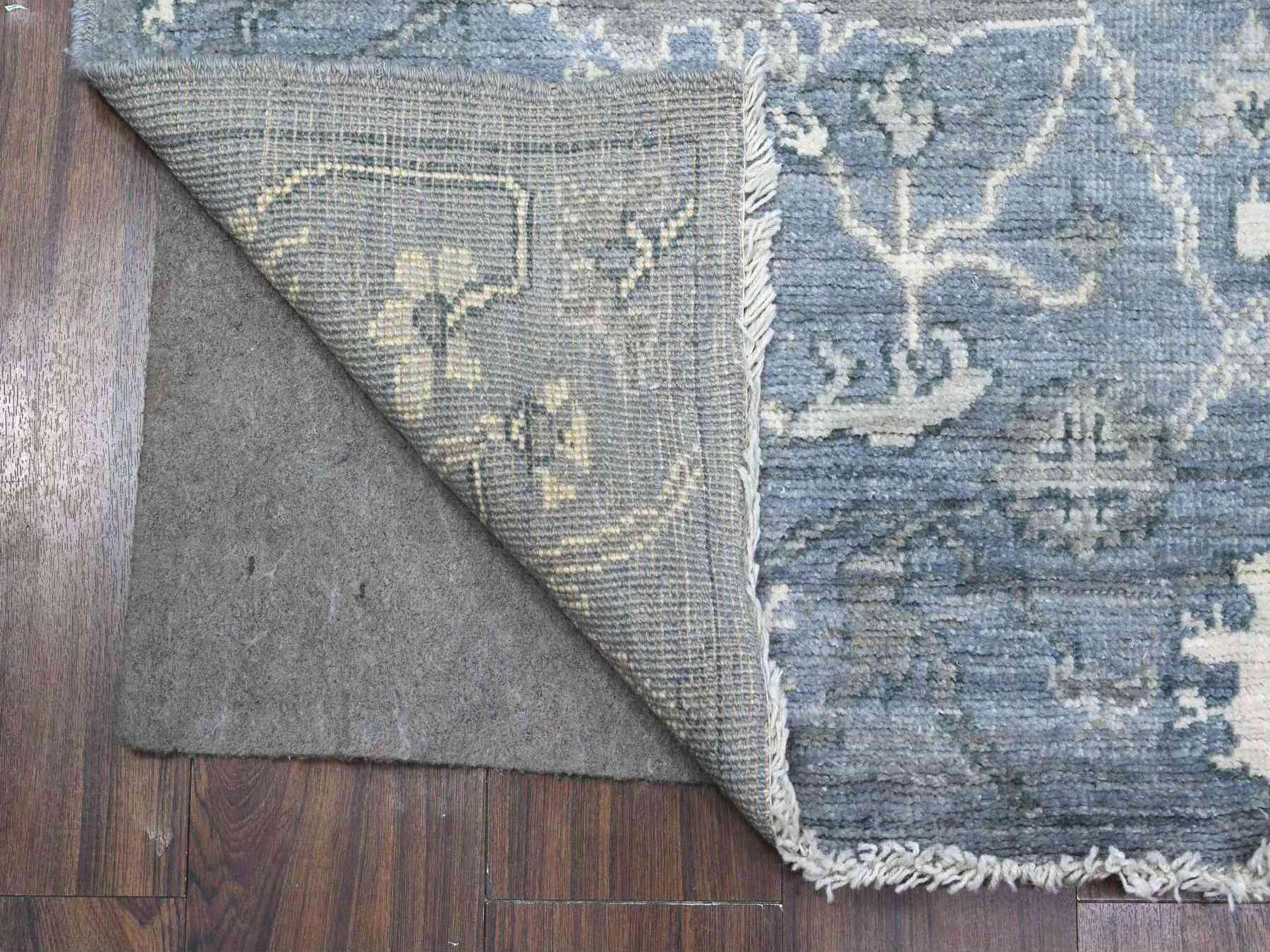 Grey 4'1" x 11'10" Oushak And Peshawar Hand knotted Wool Rug - Sku: O089673