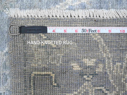 Grey 4'1" x 11'10" Oushak And Peshawar Hand knotted Wool Rug - Sku: O089673