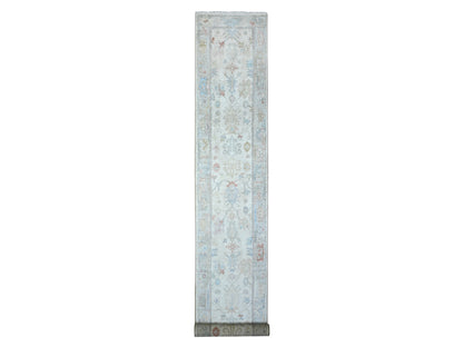 Ivory 2'8" x 19'2" Oushak And Peshawar Hand knotted Wool Rug - Sku: O089677