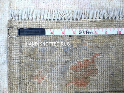 Ivory 2'8" x 19'2" Oushak And Peshawar Hand knotted Wool Rug - Sku: O089677