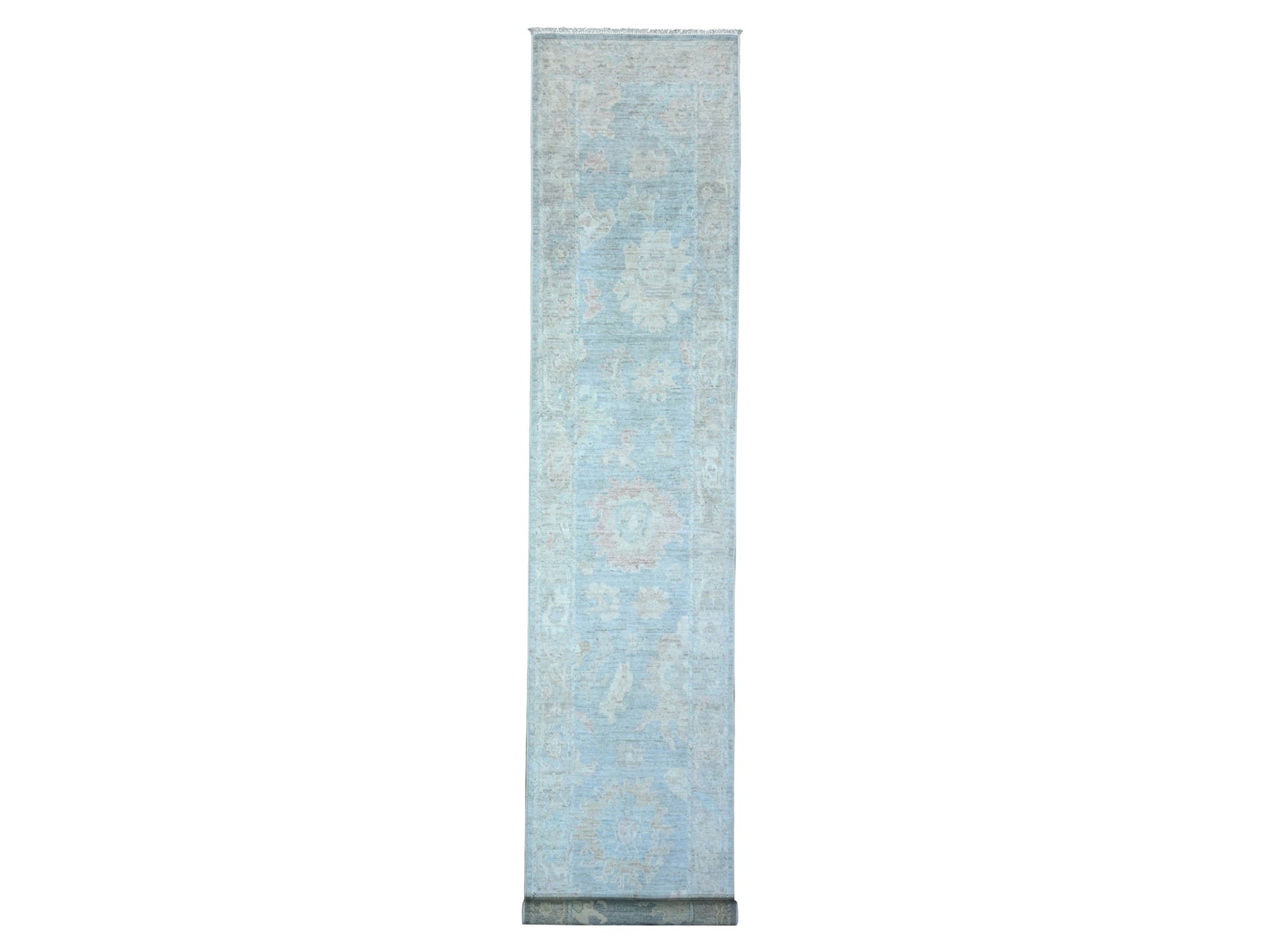 Oushak hand-knotted wool runner in Blue, 2'10" x 16'0", SKU O089678