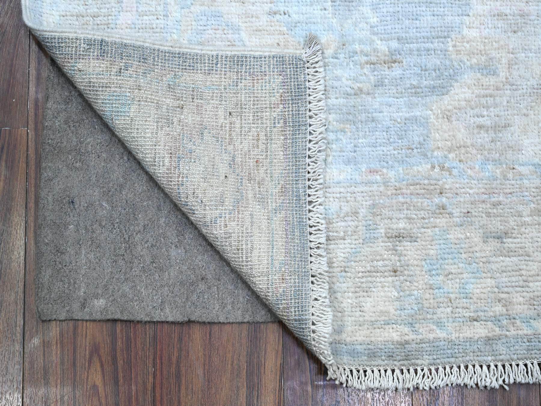 Oushak hand-knotted wool runner in Blue, 2'10" x 16'0", SKU O089678