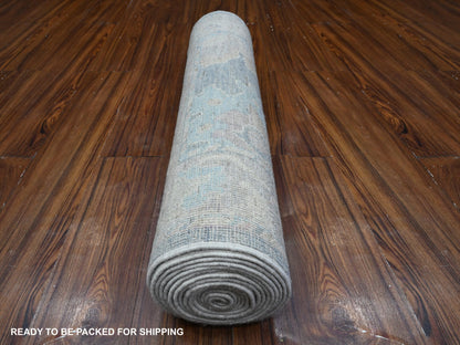 Oushak hand-knotted wool runner in Blue, 2'10" x 16'0", SKU O089678