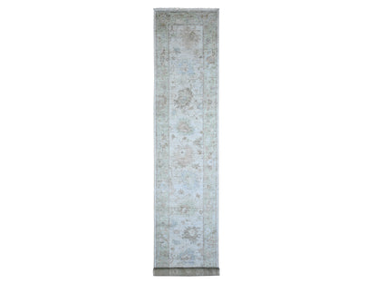 Grey 2'10" x 16'0" Oushak And Peshawar Hand knotted Wool Rug - Sku: O089679