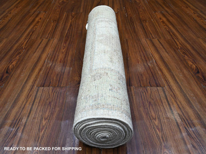 Grey 2'10" x 16'0" Oushak And Peshawar Hand knotted Wool Rug - Sku: O089679