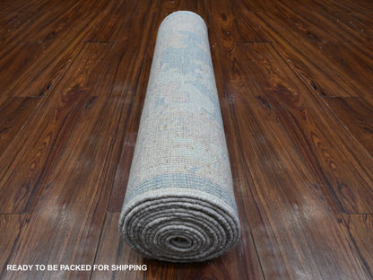 Oushak hand-knotted wool runner in Blue, 2'9" x 15'4", SKU O089681