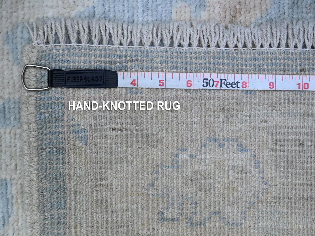 Oushak hand-knotted wool runner in Blue, 2'9" x 15'4", SKU O089681