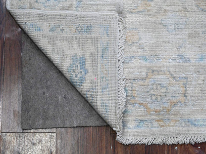 Grey 3'2" x 7'9" Oushak And Peshawar Hand knotted Wool Rug - Sku: O089686