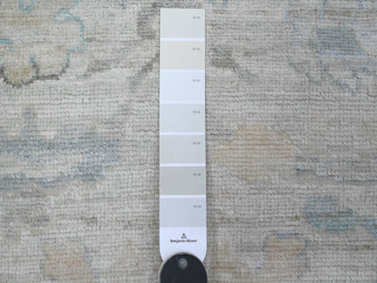 Grey 3'2" x 7'9" Oushak And Peshawar Hand knotted Wool Rug - Sku: O089686
