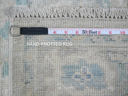 Grey 3'2" x 7'9" Oushak And Peshawar Hand knotted Wool Rug - Sku: O089686