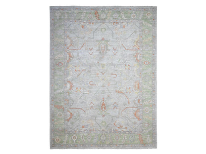 Grey 8'10" x 11'11" Oushak And Peshawar Hand knotted Wool Rug - Sku: O089696