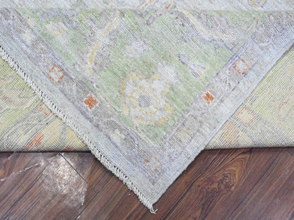 Grey 8'10" x 11'11" Oushak And Peshawar Hand knotted Wool Rug - Sku: O089696