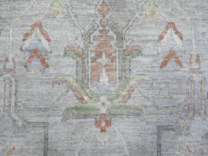 Grey 8'10" x 11'11" Oushak And Peshawar Hand knotted Wool Rug - Sku: O089696