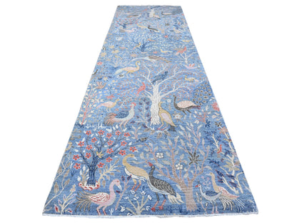 Peshawar hand-knotted wool runner in Blue, 5'0" x 14'8", SKU O089697