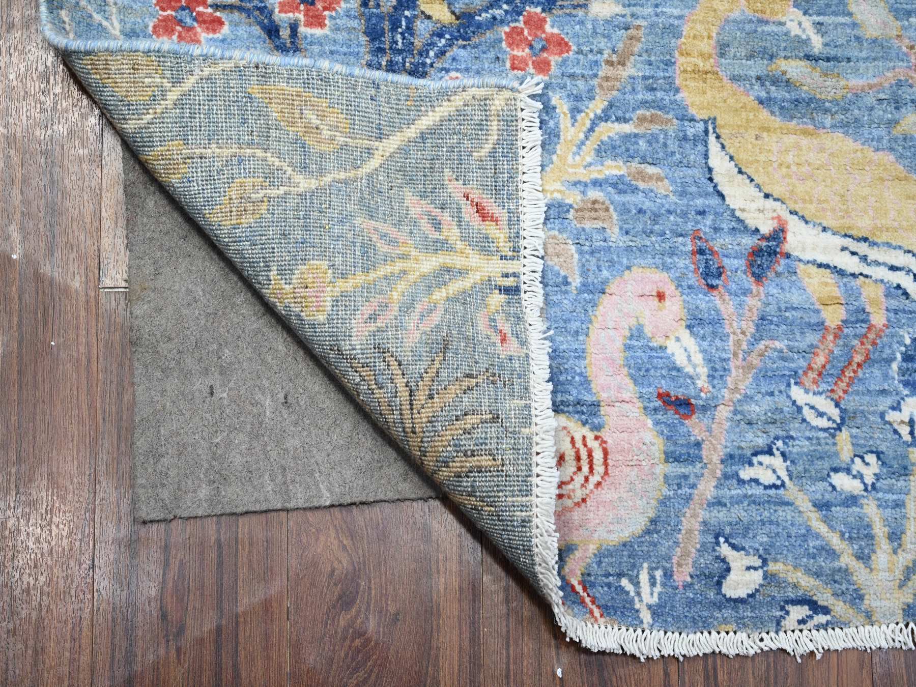 Blue 5'0" x 14'8" Oushak / Peshawar Hand knotted Wool Rug - Sku: O089697