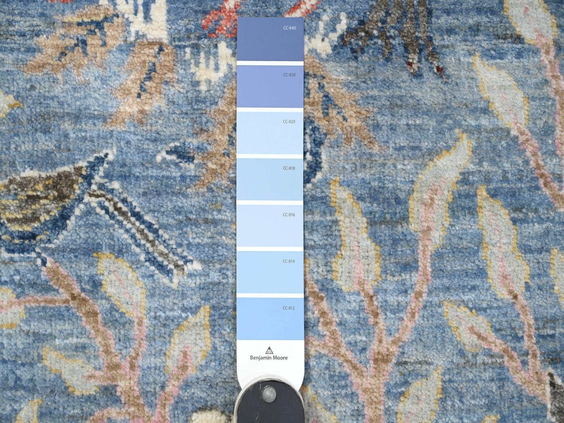 Peshawar hand-knotted wool runner in Blue, 5'0" x 14'8", SKU O089697