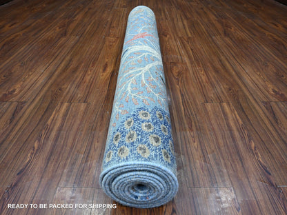 Peshawar hand-knotted wool runner in Blue, 5'0" x 14'8", SKU O089697