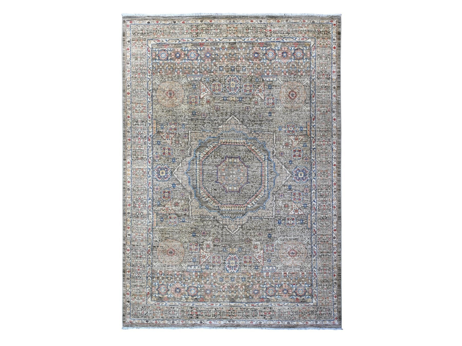 Mamluk Traditional hand-knotted wool rug in Gray, 6'1" x 8'10", SKU O089707