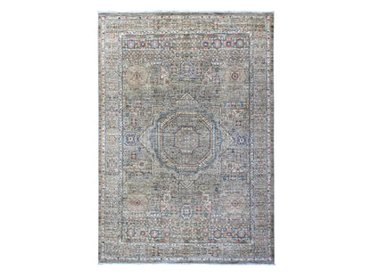 Grey 6'1" x 8'10" Traditional Hand knotted Wool Rug - Sku: O089707