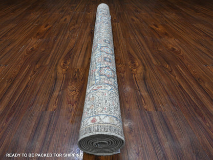 Grey 6'1" x 8'10" Traditional Hand knotted Wool Rug - Sku: O089707