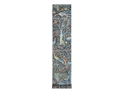 Grey 2'6" x 17'9" Oushak And Peshawar Hand knotted Wool Rug - Sku: O089709