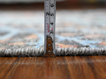 Grey 2'6" x 17'9" Oushak And Peshawar Hand knotted Wool Rug - Sku: O089709