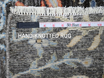 Grey 2'6" x 17'9" Oushak And Peshawar Hand knotted Wool Rug - Sku: O089709